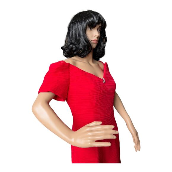 NWT Vintage Cache Red off shoulder ruched sexy dress size medium - Picture 14 of 16